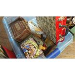 A quantity of assorted items including a cased stone goblet set,