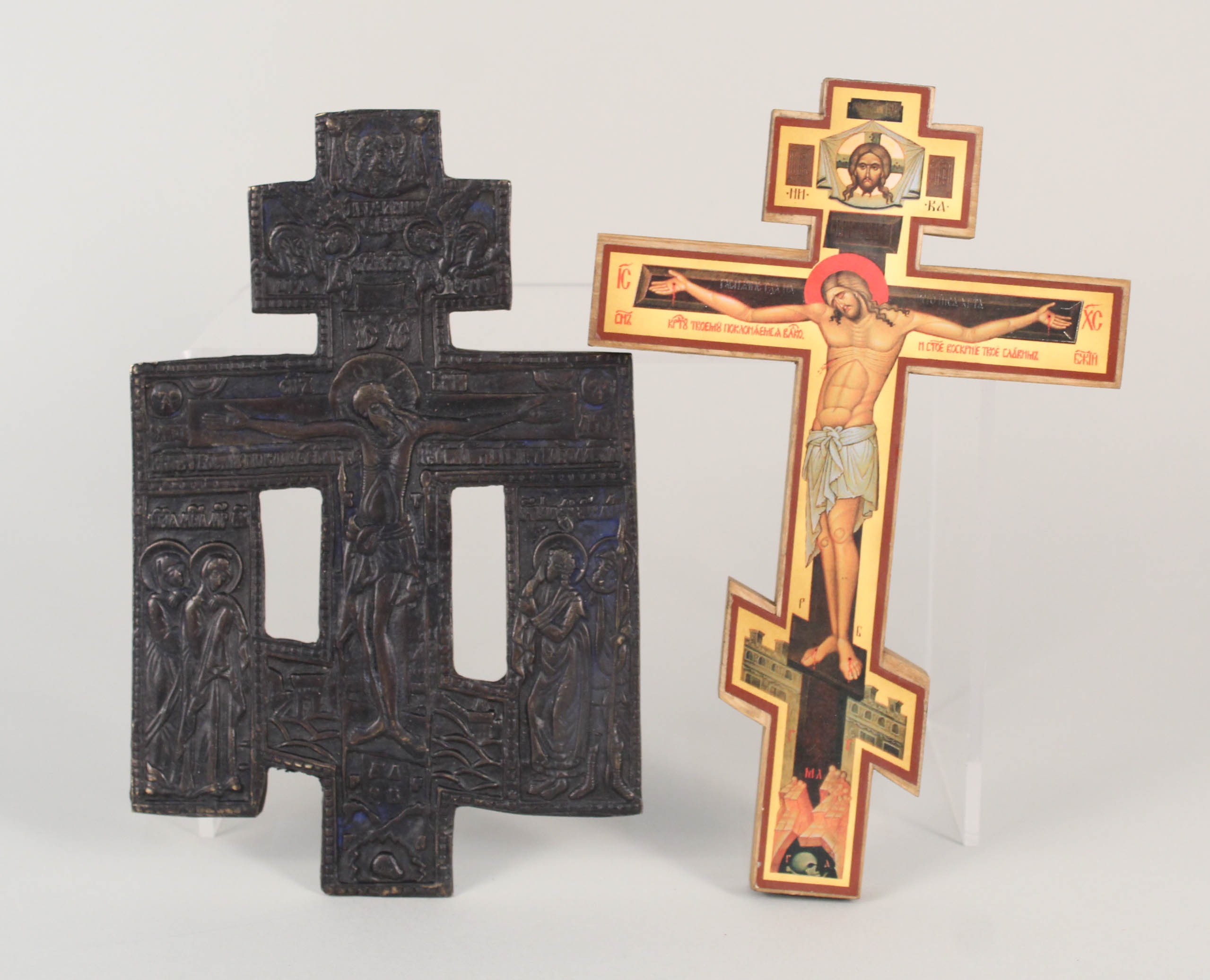 Two Russian crosses including a metal example