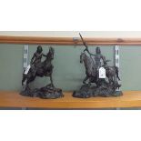 Two spelter Indian warrior figurines,