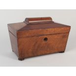 A late Victorian mahogany tea caddy