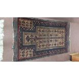 A blue and brown ground rug,