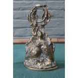 A 19th Century weighted brass door stop depicting game birds in naturalistic setting,