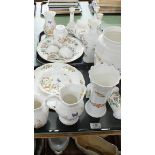 Two trays of Aynsley china including vases, jugs,