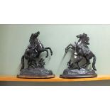 Two spelter horse figurines,
