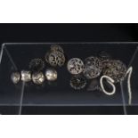 Five large silver buttons with pierced decoration marked Chester 1890,