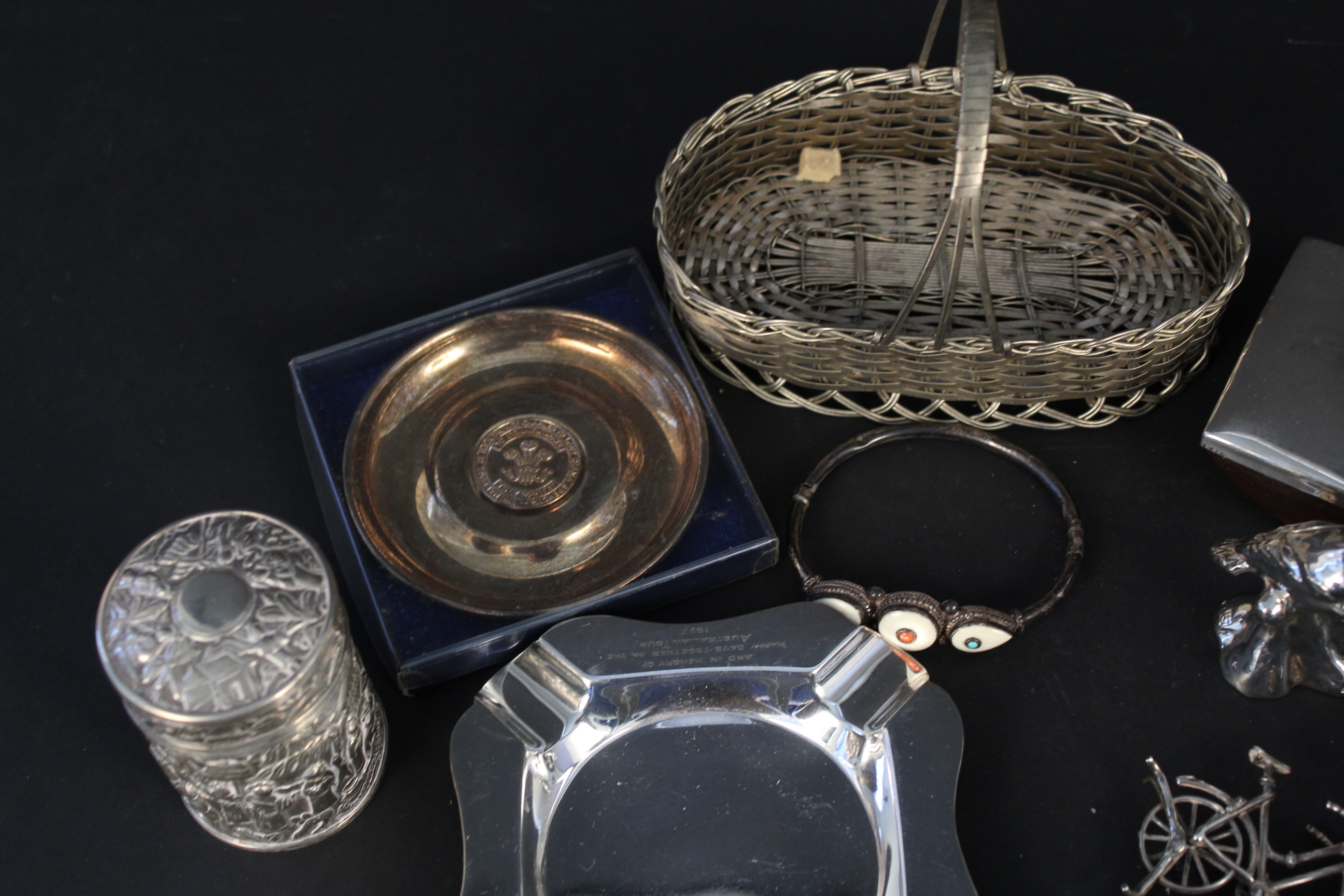 A mixed lot of silver and silver plate including silver mounted blotter, silver model of a bicycle, - Image 3 of 3
