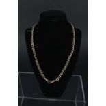 A 9ct gold watch chain with two clip ends,