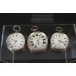 Three silver cased pocket watches