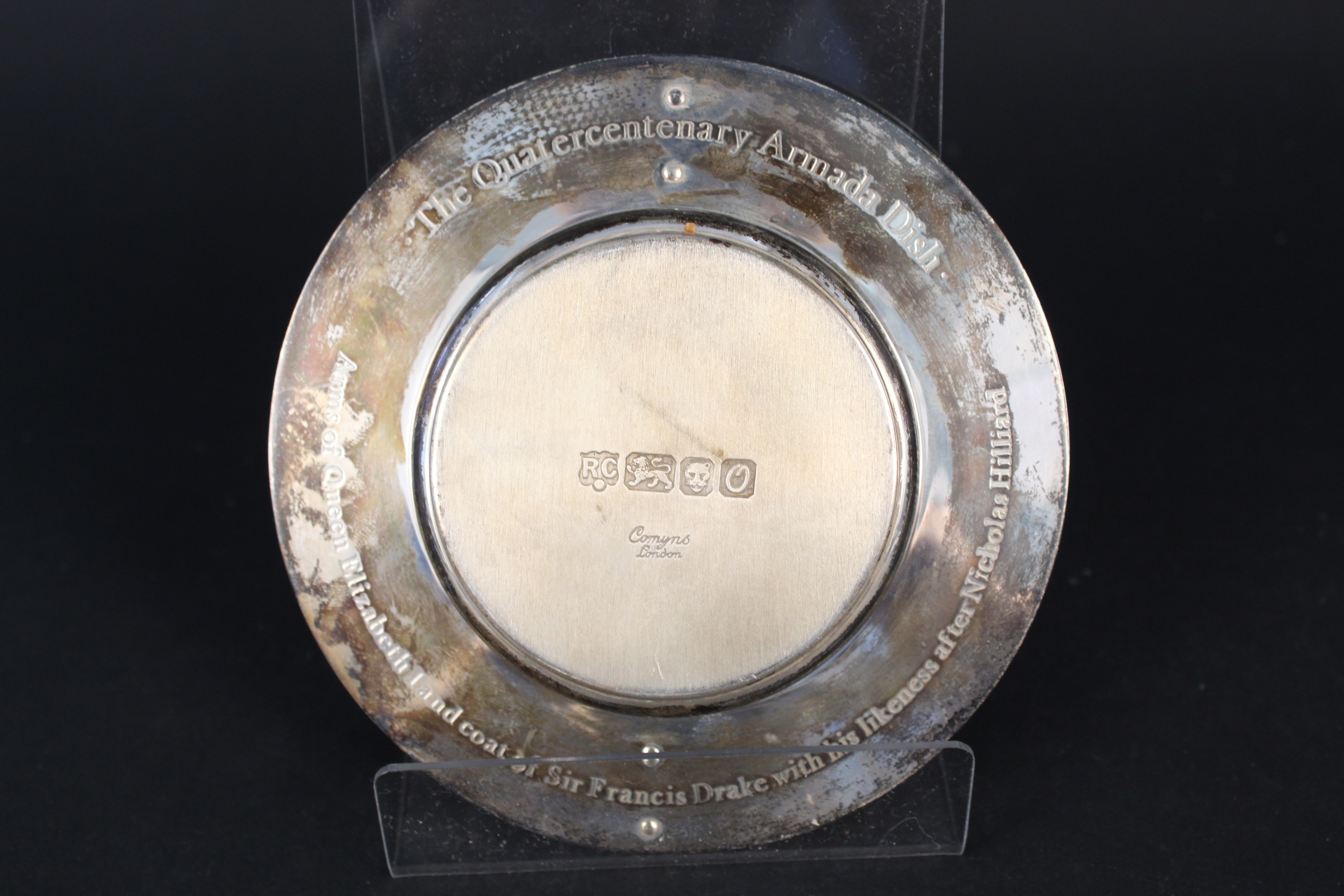 A silver Armada dish entitled to reverse ''The Quarter Centenary Armada Dish'' with the image of - Image 3 of 3