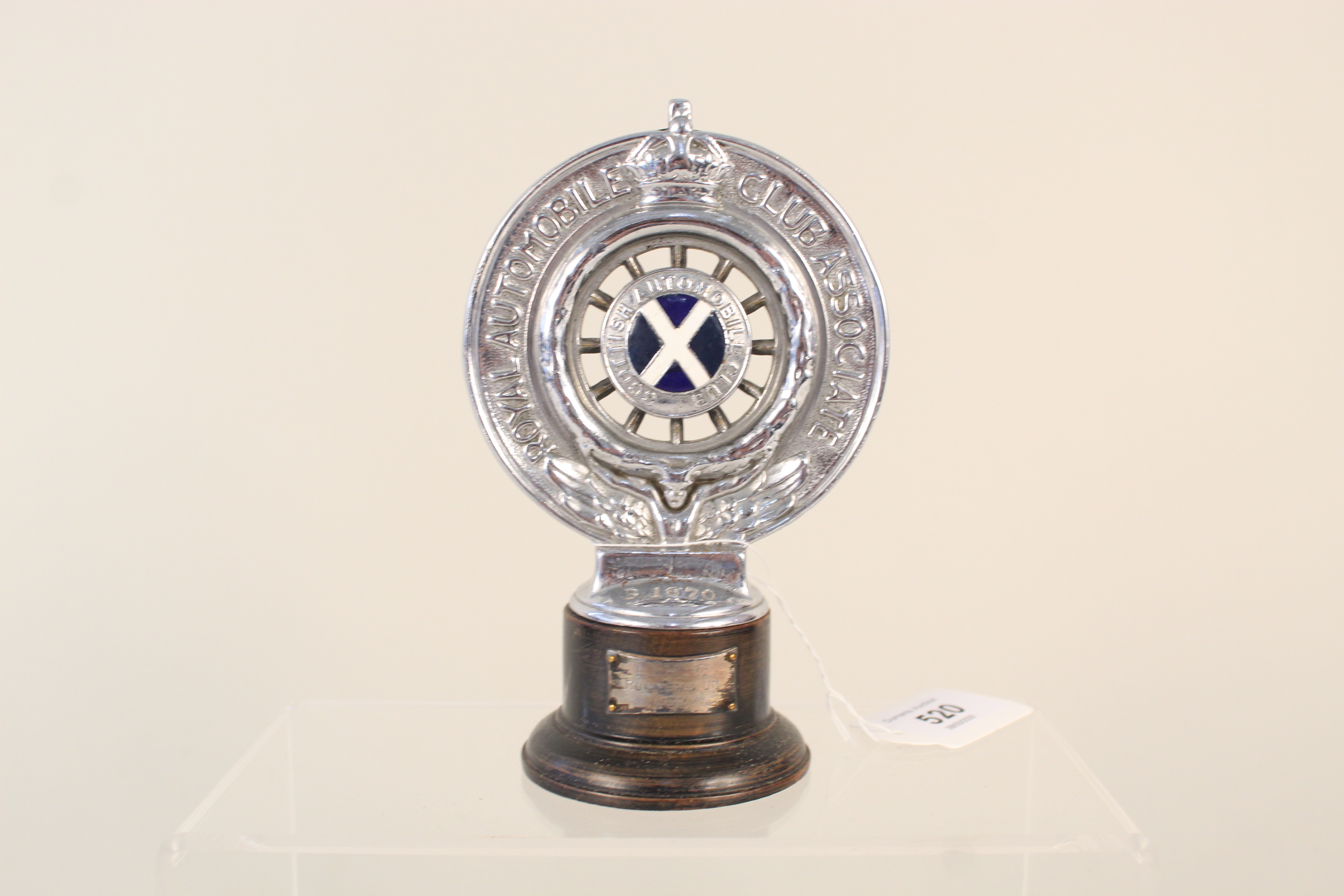 A Royal Automobile Club Associated 'runner up' trophy with silver plaque