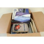 A box containing a quantity of assorted automobilia related books including 'Ecurie Ecosse' and