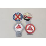 Four assorted badges including 'Paradise Garage',