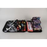 Two Corgi model planes plus a quantity of boxed and unboxed model cars etc (two trays)