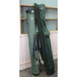 Two fishing rod bags and contents including rods by Nash,