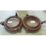 A pair of antique brass ships portholes,