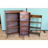 Three 1930's oak free standing bookcases,