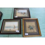 Three small sized framed and glazed watercolours of Arabian scenes, artist signed,