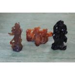 A Chinese carved Cornelian figural group of two women plus two other hardstone carvings,