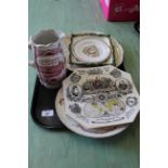 A tray of Victorian Royal commemorative plates plus a large jug