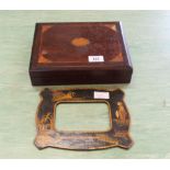 An oriental picture frame plus an inlaid jewellery box