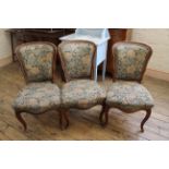 Three 19th Century French walnut chairs