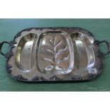 A large late 19th Century two handled silver plated meat tray