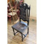 A late 19th Century oak single chair in the William and Mary style