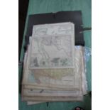 A folder containing twenty two large coloured antique maps of countries world wide