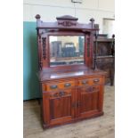 A late Victorian walnut mirror back sideboard