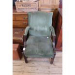A mahogany framed upholstered Gainsborough style chair