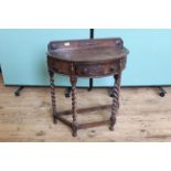 A 1920's oak barley twist credence table