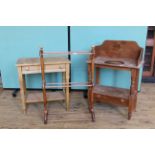 Two Victorian washstands and a pine towel rail