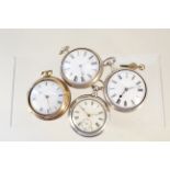 Four cushion cased pocket watches,