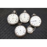 Four various pocket watches plus a lady's Trench watch
