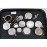 A selection of assorted silver pocket watch/watch cases