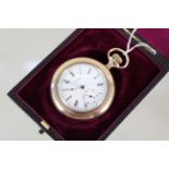 A Waltham gold plated pocket watch with sub dial