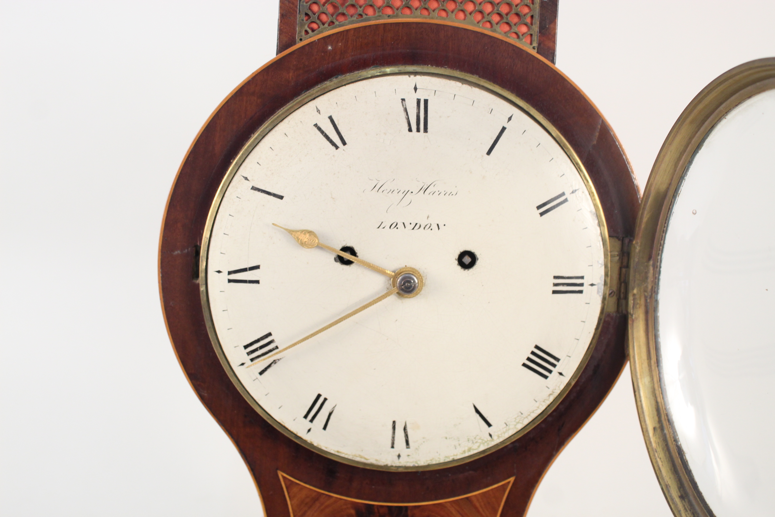 An inlaid mahogany balloon clock by Henry Harris, - Image 3 of 8