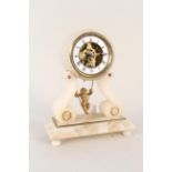 A French alabaster mantel clock with 'girl on a swing' gilded pendulum
