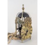 An antique brass lantern clock of mid 17th Century design, signed 'R Fox Harbro',