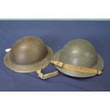 Two British tin helmets