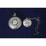 A silver pocket watch with inscription 'Fus Robson from Mess Members 9th Fus 1934'