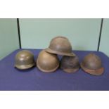 Five various helmets