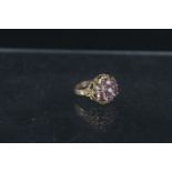 A 9ct gold amethyst set ring,