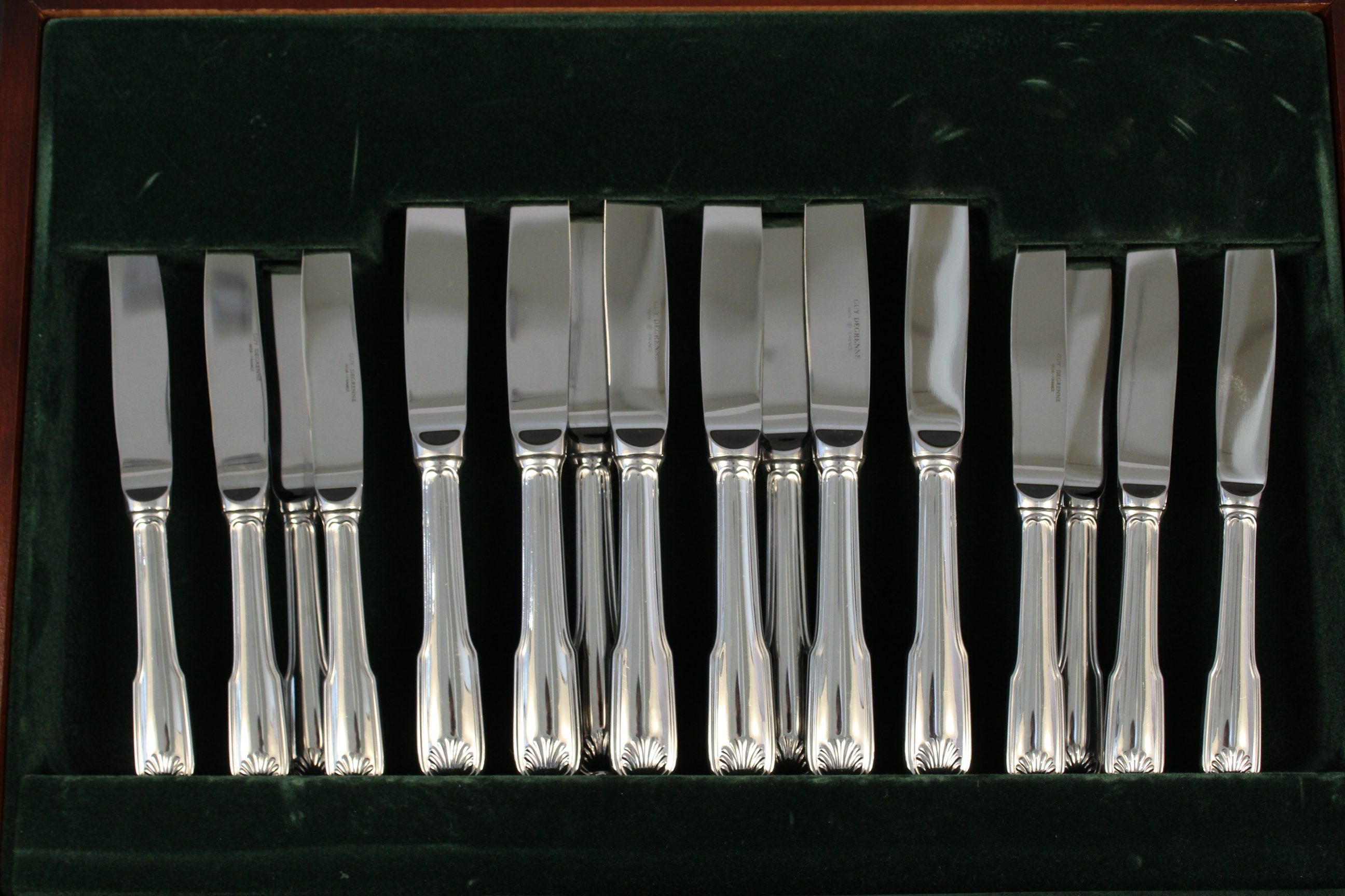 A wooden cased canteen of silver plated cutlery by Guy Degrenne, France, - Image 2 of 3