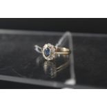 A 9ct gold sapphire and diamond set ring,
