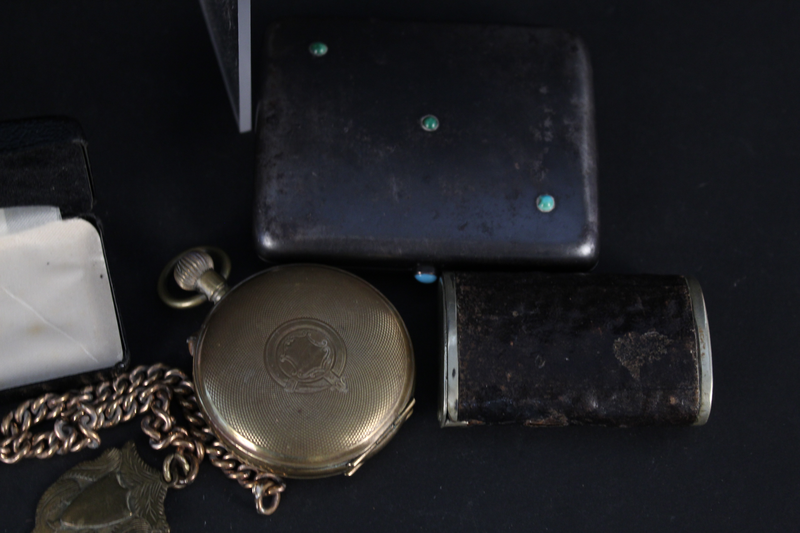 A mixed lot consisting of a base metal hunter pocket watch (as found), rolled gold watch chain, - Image 2 of 4