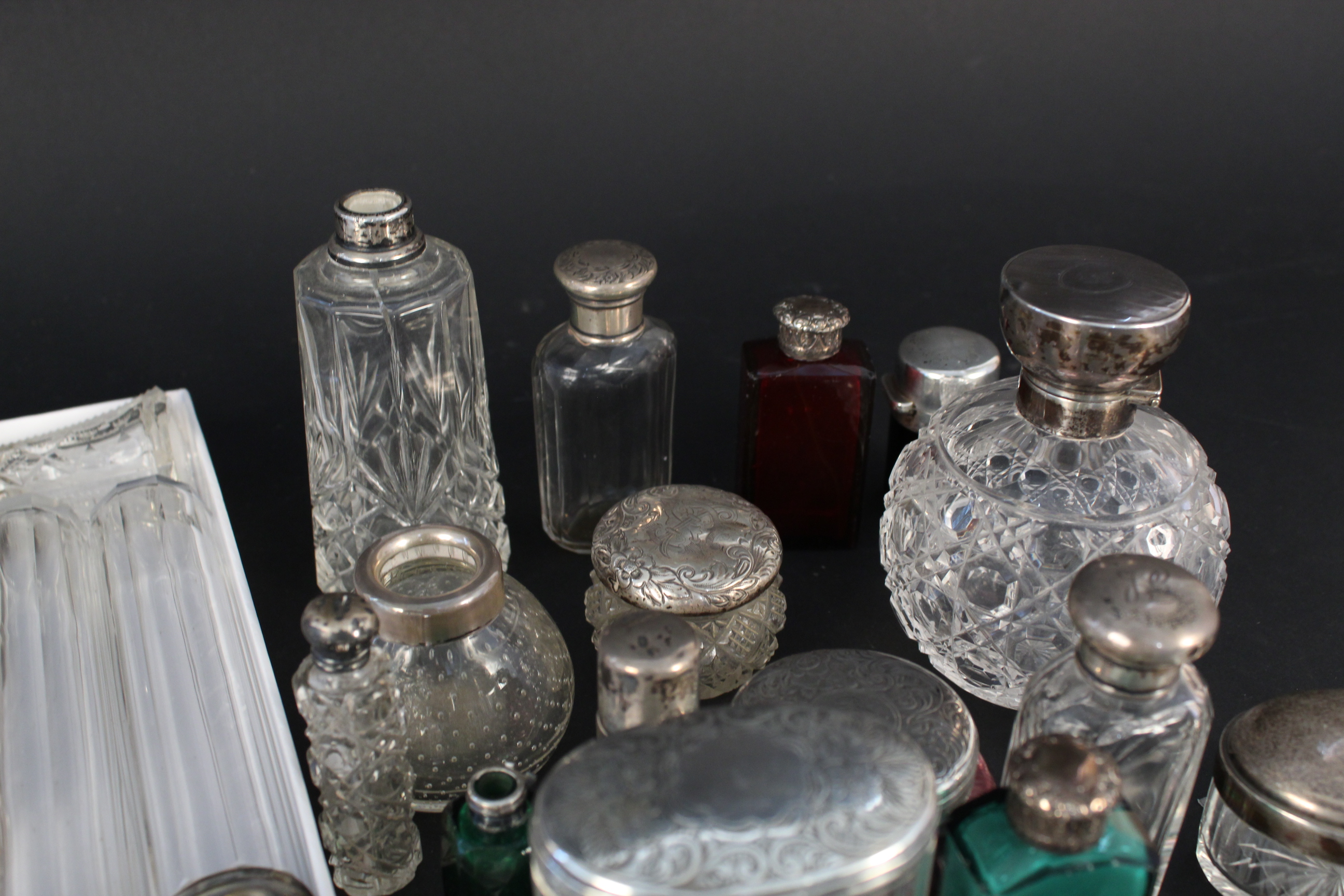 A large collection of silver and white metal lidded/mounted jars, bottles, - Image 2 of 3