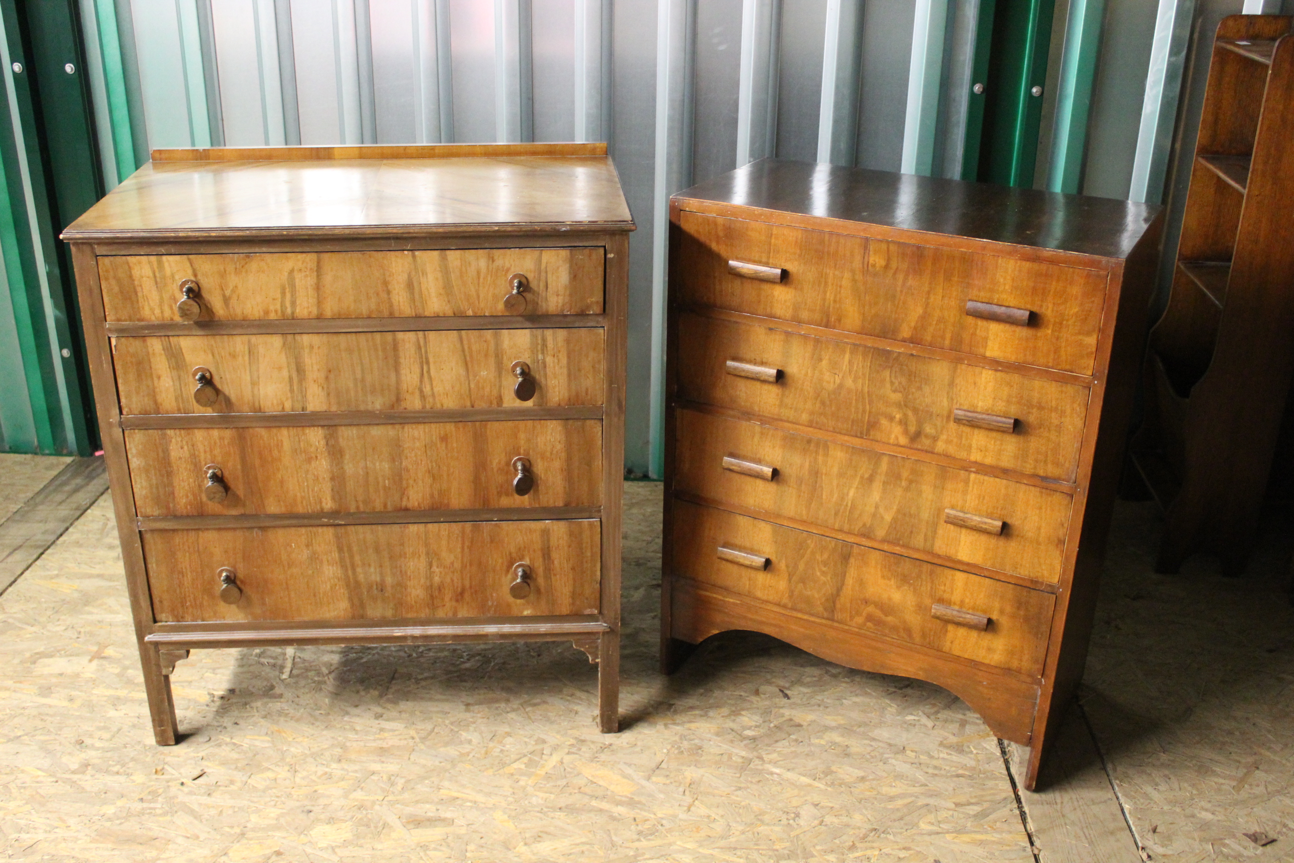 Two vintage chests of four drawers