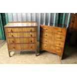 Two vintage chests of four drawers