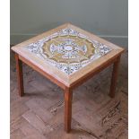 A square Danish tiled top occasional table marked "Mobelfabrikken,